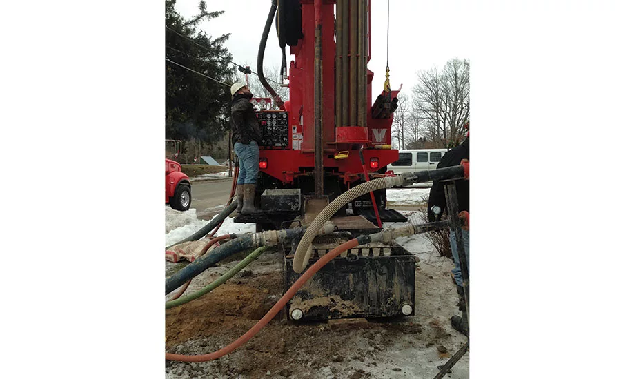 Coady Denton on the back of Versa Drill Rig