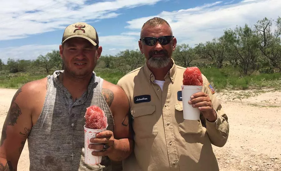 drillers enjoying snow cones