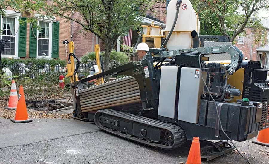 safety zone around an HDD rig on a suburban jobsite
