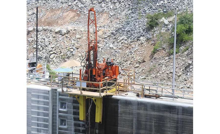 drill rig situated on aerial platform