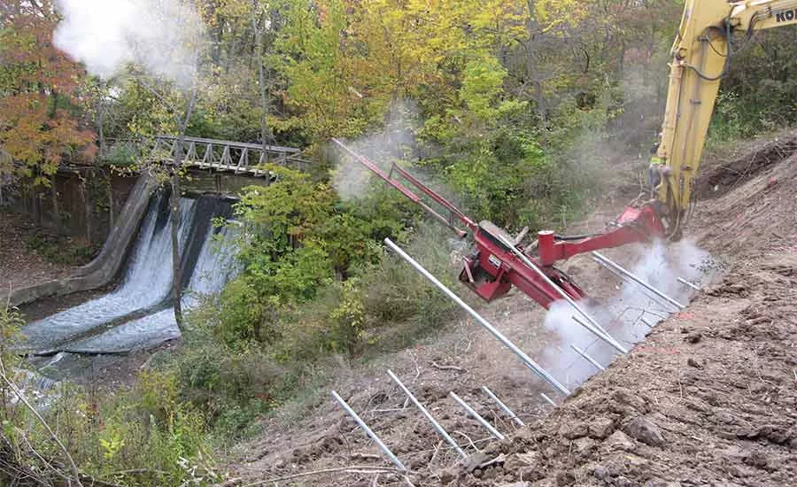 soil nail launcher at Erie Canal