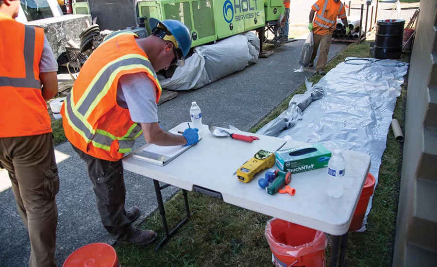 investigating the drilling site for contamination