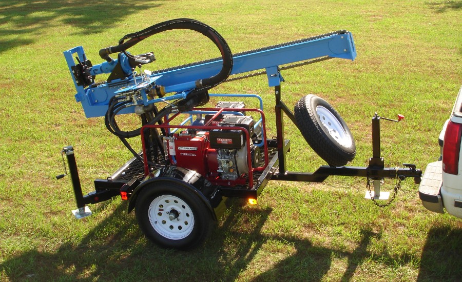 trailer-mounted drill rig