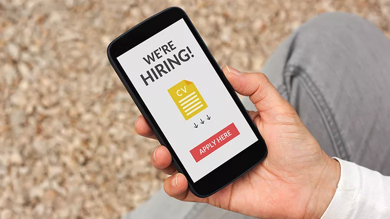 job hunting on a smartphone
