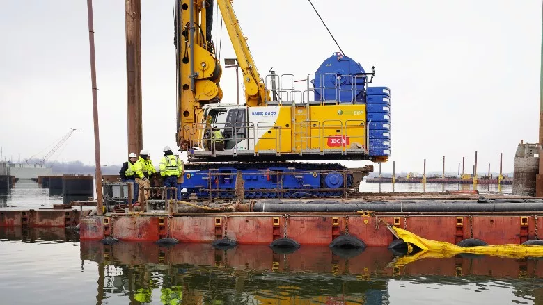 drilled shaft project for a new rail line span