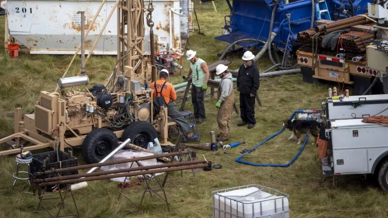 coring for a geo-chemistry study at Little Sheep Creek near Lima, Montana