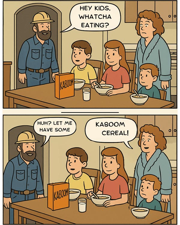 driller's family at breakfast